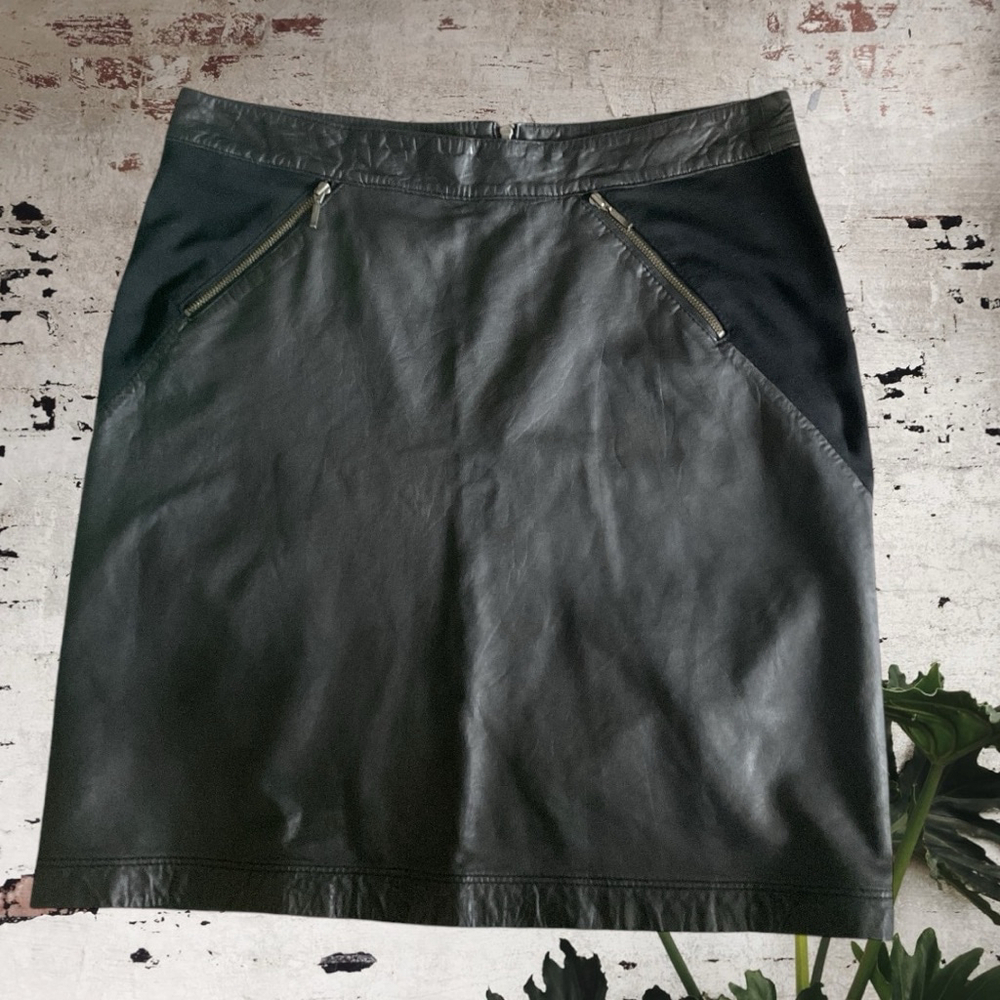 silence + noise Black Faux Leather Mini Skirt with Zip Pockets